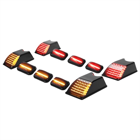 10pc Smoke Lens Roof Light Set Clear Lens Amber/Red Full LED Cab